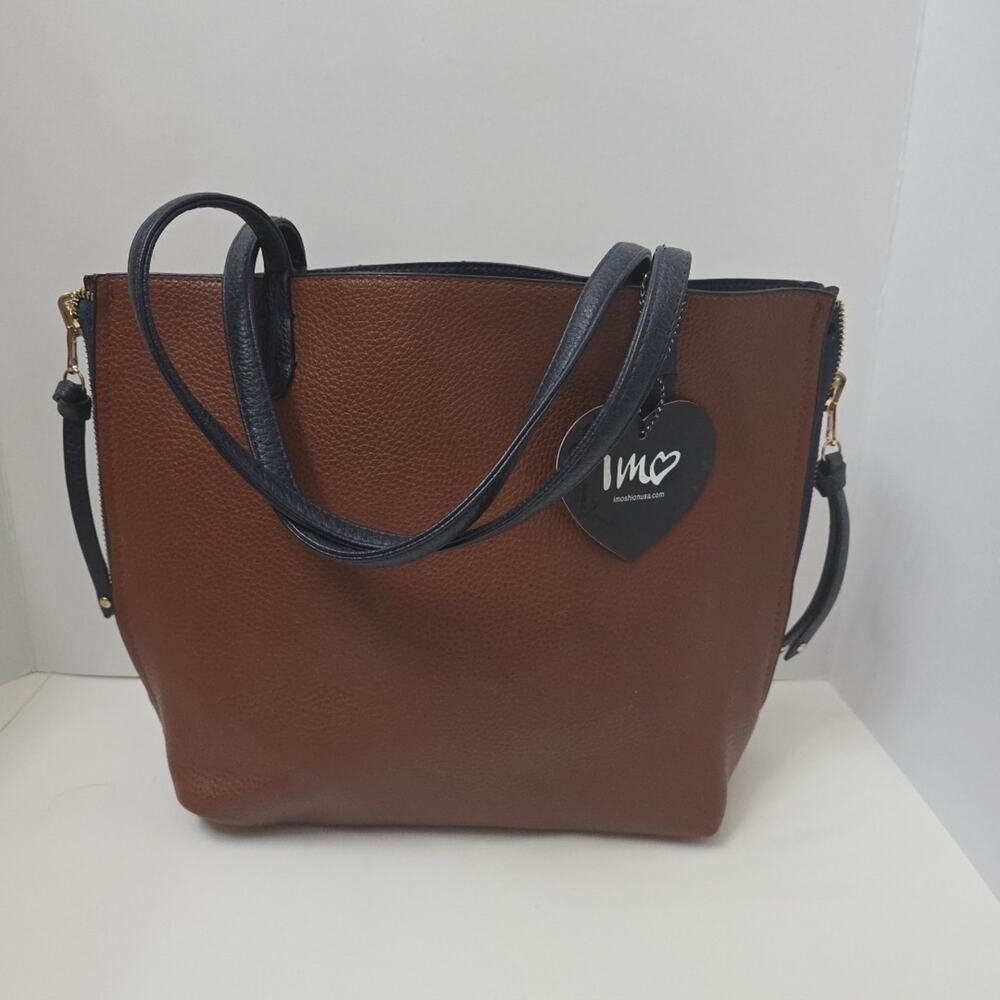 New Reversible Tote Bag IMO In Brown & Navy Large - Picture 2 of 10
